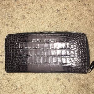 MK croc embossed leather zip wallet